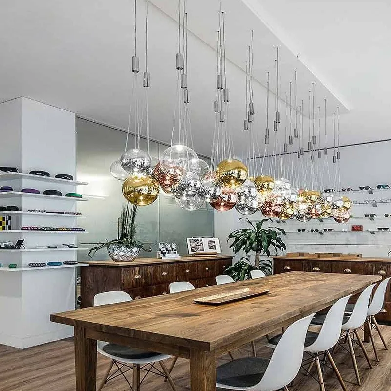 Lustre à bulles nordique coloré, éclairage de décoration artistique et à la mode pour salon, Restaurant, Bar, lumières LED circulaires en verre