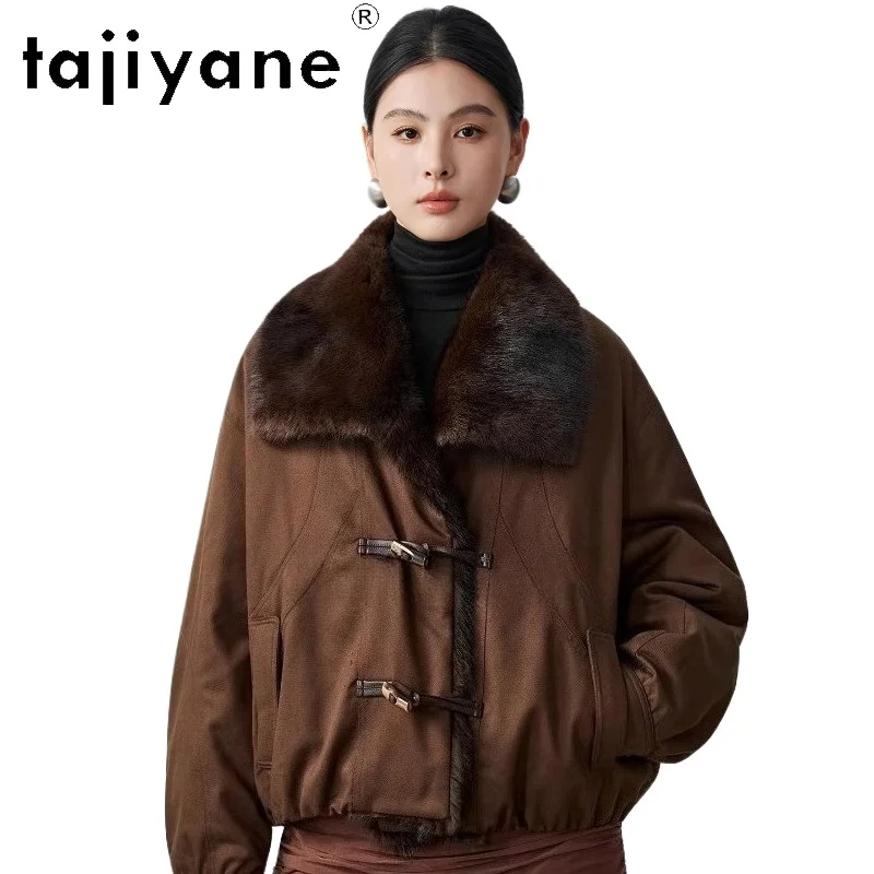 

TAJIYANE 90% Goose Down Down Jacket for Women Luxury Mink Fur Collar Coat Short Puffer Jackets Winter Women Clothes 2025 пуховик
