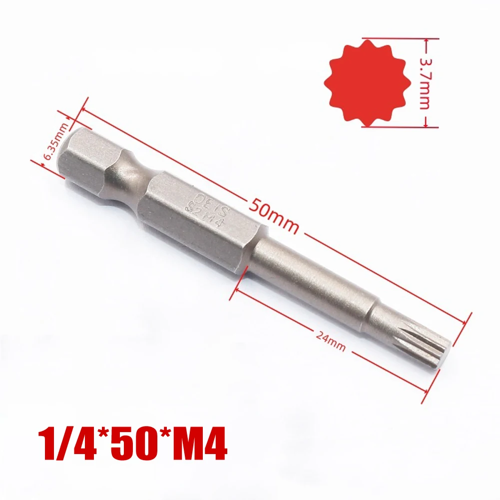 

Versatile 50mm Torx Screwdriver Bits with 12 Point Head in M 12 Sizes Compatible with a Range of Screwdrivers and Drills