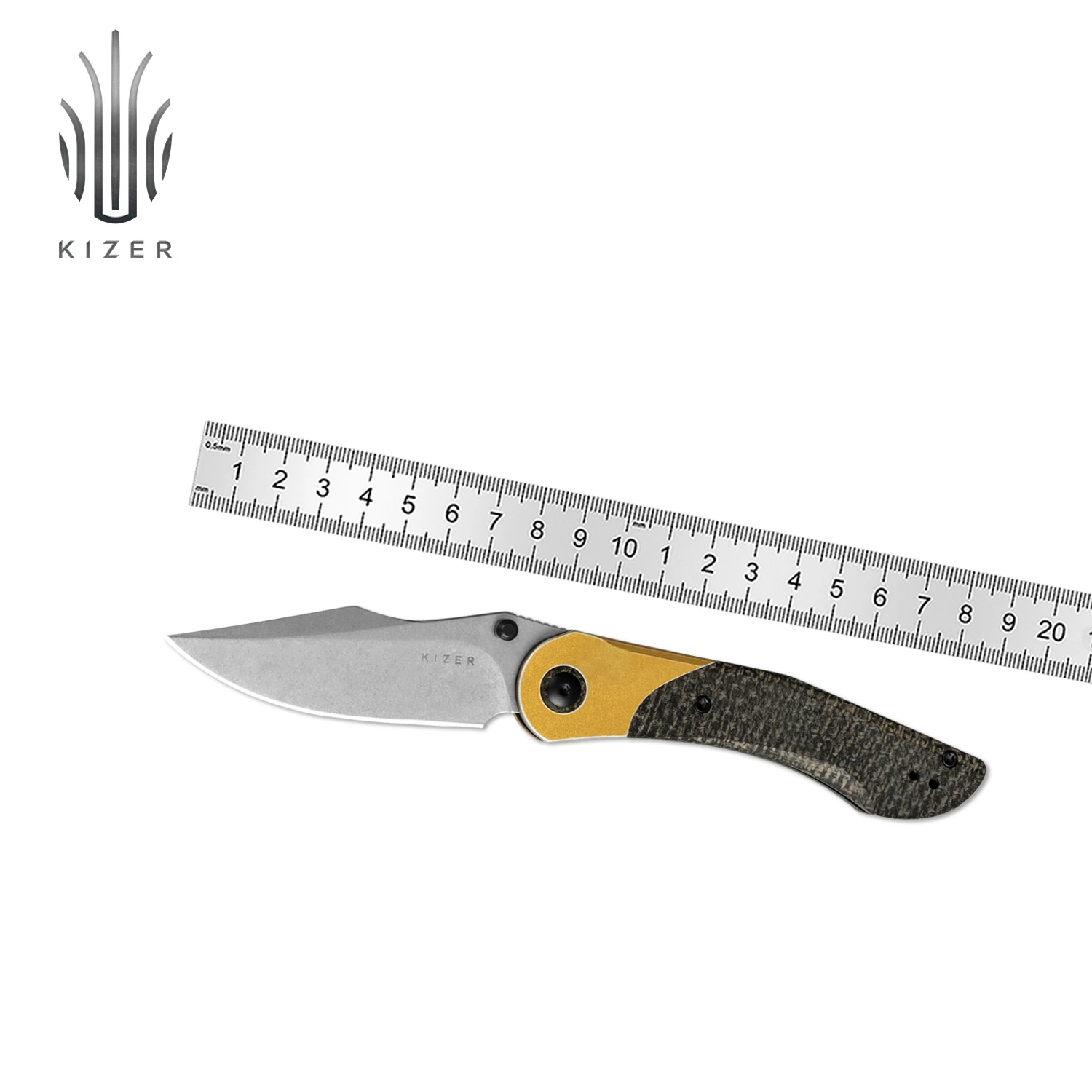 Kizer EDC Folding Knife Mini Mystic V3636C1/A1/A2 154CM/Nitro-V Blade with Micarta&PEI/Aluminium Handle Outdoor Tactical Knives