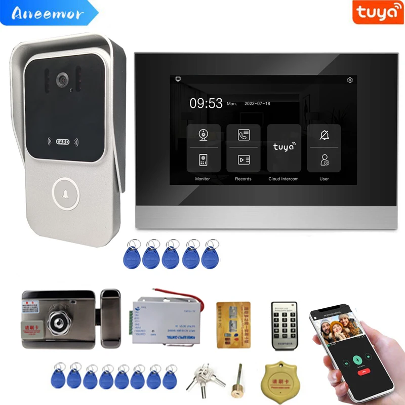 

7 Inch WiFi Video Door Phone with Lock Apartment Building Intercom for Villa Home Entry Security Tuya Smart System