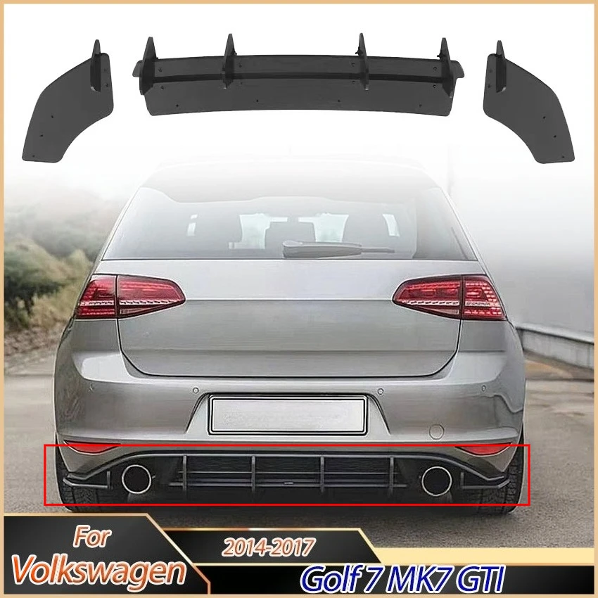 Rear Bumper Diffuser For Volkswagen Golf 7 MK7 GTI 2014-2017 Maxton Style V2 Rear Lip Spoiler Splitters Car Accessories Body Kit