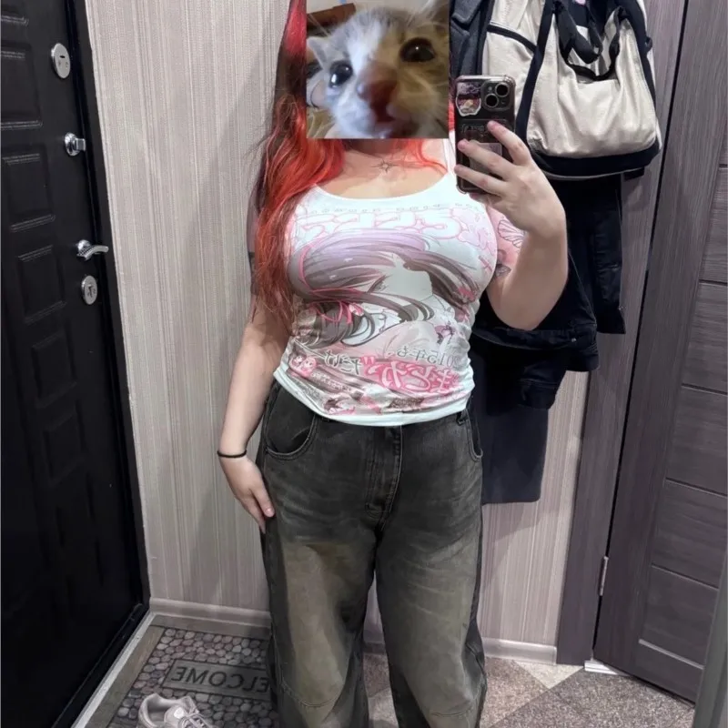 

Эстетическая одежда, милые топы в стиле аниме с подтяжками, женская одежда, женские укороченные топы, топ Y2k, кокетка, одежда 90-х годов, винтажная одежда