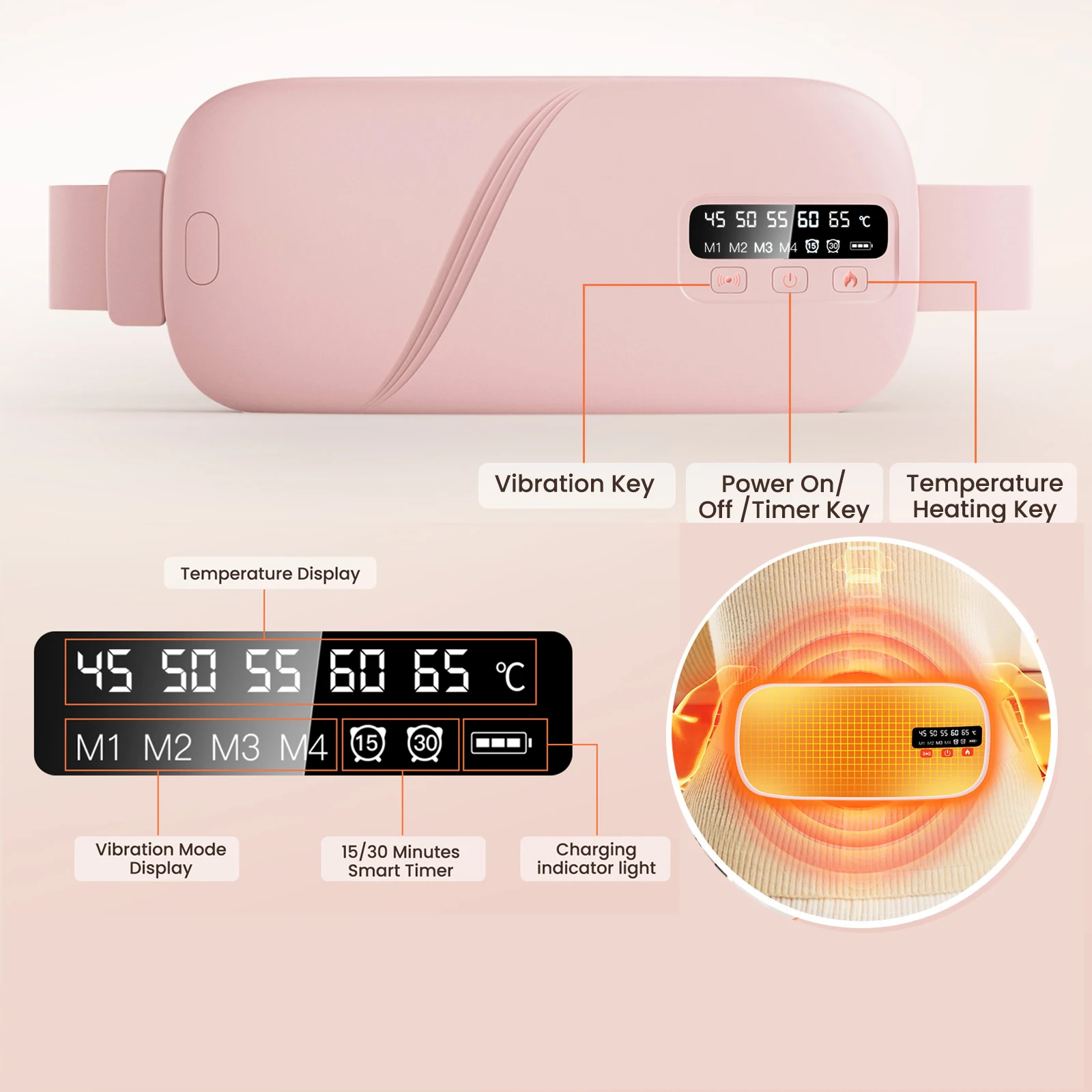 

Electric Heating Pad For Women Menstrual Period Uterus Warmer Belt Vibration Abdominal Massager Hot Compress Warming Palace Belt