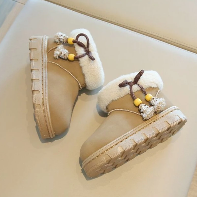 Sepatu Bot Salju Anak Gaya Etnik Musim Dingin 2025, Nyaman Anti Selip, Sepatu Bot Pendek Berumbai untuk Anak Perempuan, Retro Serbaguna, Sepatu Katun Anak