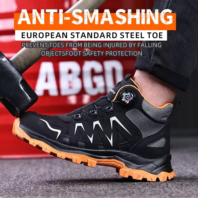 Men's anti-smash anti-puncture shoes steel head with steel plate work shoes summer lightweight breathable safety shoes