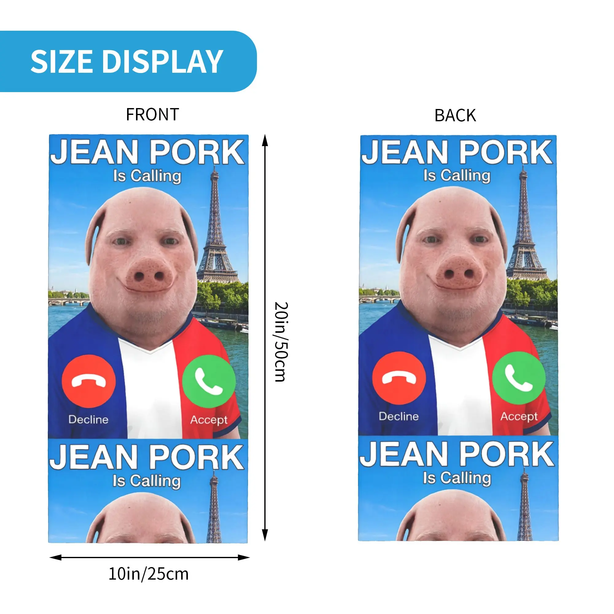 Jean John Pork is Calling Brainrot Meme Bandana Neck Gaiter Printed France Balaclavas Mask Scarf Headband Hiking Unisex Adult - view 2