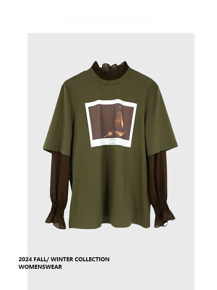 

Forever 2, повседневная футболка с принтом Long Sve, женская новая футболка для поездок на работу и ветер, большой размер, внутренняя одежда, груша, апей, подходит