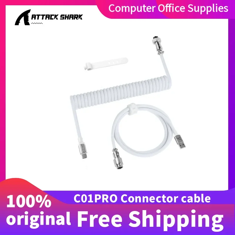

ATTACK SHARK C01PRO Customized spiral design Coiled Keyboard Cable Custom USB-C Aviator CableType-C to USB-A TPU Spring Cable