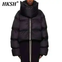 HKSH Otoño Invierno nuevos hombres marea chaqueta acolchada de algodón bufanda cuello grueso manga larga cremallera pan Chic moda RO estilo abrigo H2840