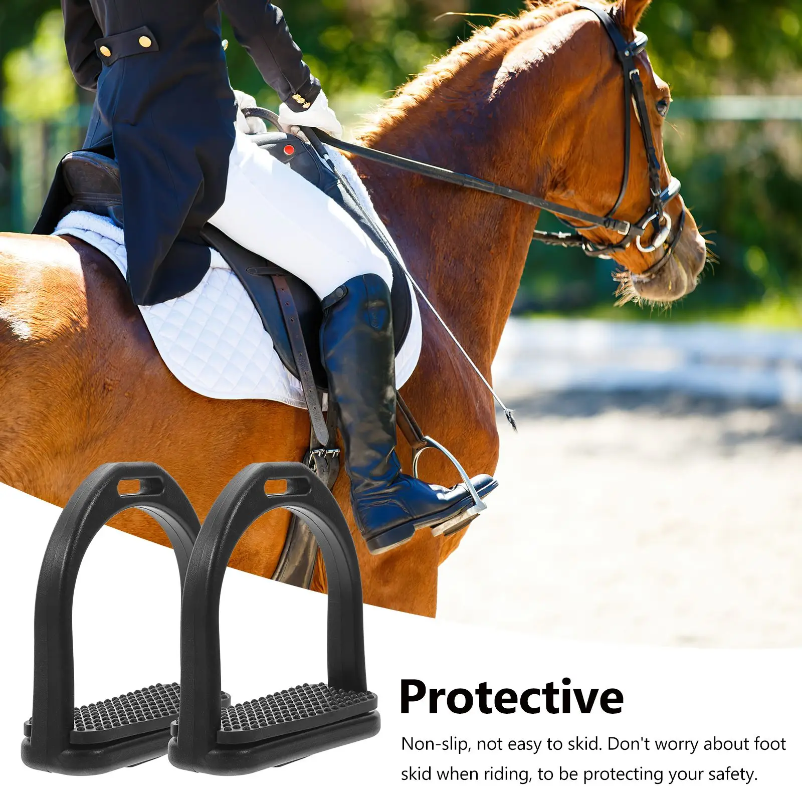 2 PC ม้าเหยียบ Professional Saddle Stirrup น้ําหนักเบาขี่ม้าความปลอดภัยอุปกรณ์ลื่น Nonslip ความปลอดภัยโกลนสําหรับขี่