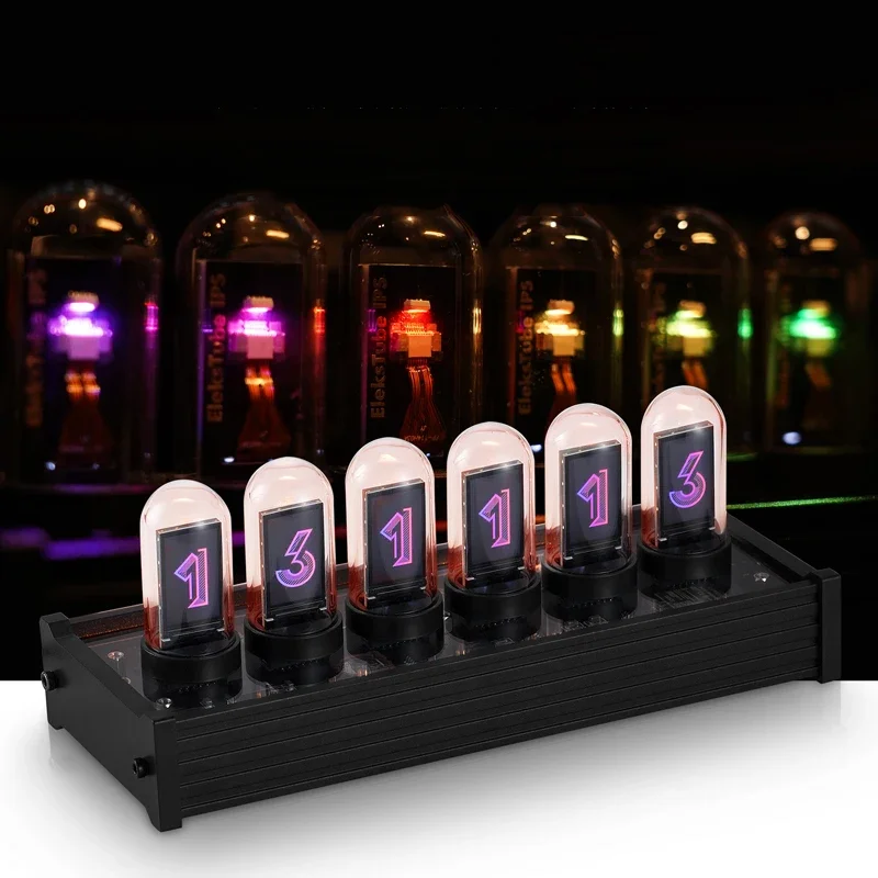 IPS Glow Tube Clock Vintage Electronic Desktop Clocks Desk Nixie  Tube Clock RGB Table Digital Watch Home Decoration Gift Ideas