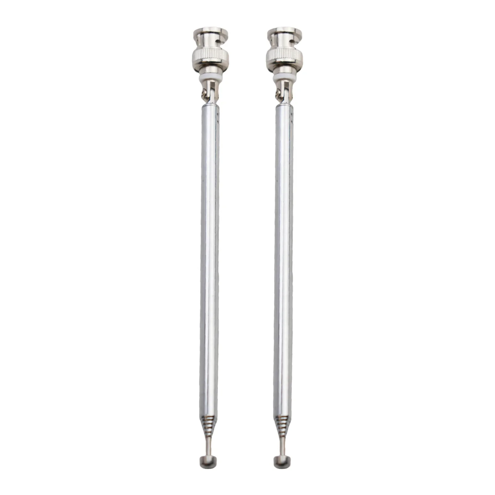 2 Pcs Radio Scanner Antenna Elasticated Antenna 20-1300MHz 7 Section Stainless Steel Silver Tone Telescopic BNC CB Antenna