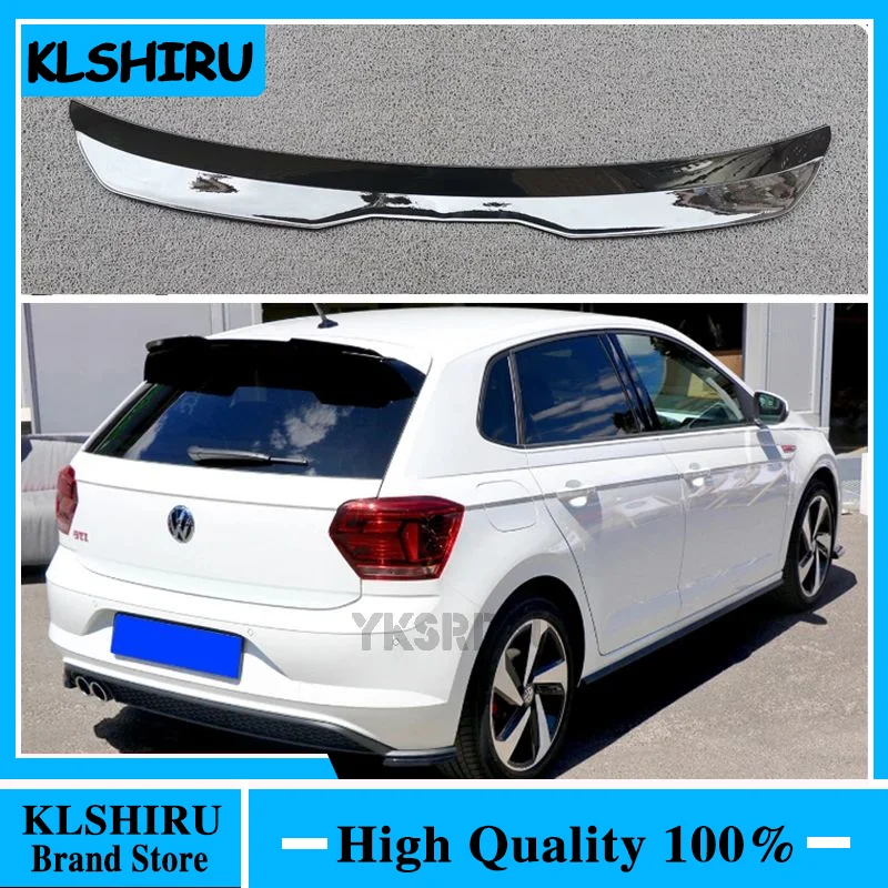 SPOILER EXTENSION For Volkswagen Polo AW MK6 Spoiler Lip ABS Plastic Glossy Black For VW Polo AW GTI R-Line 2018 - UP Roof Wing