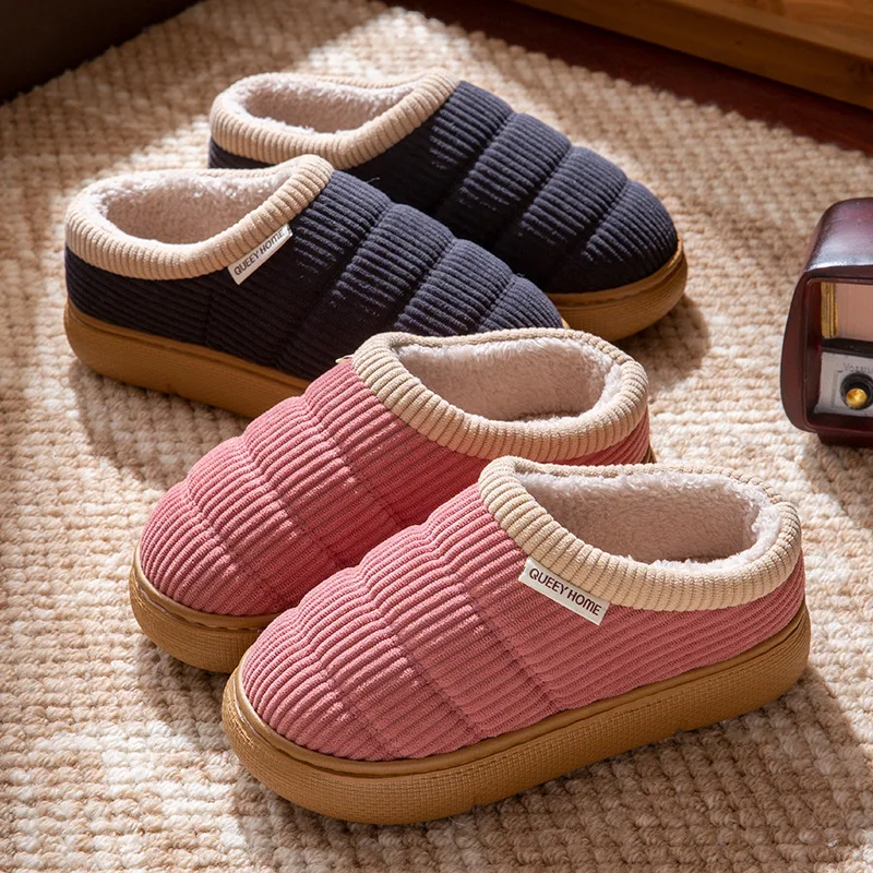 Men Women Non Slip Slippers Winter Outdoor Indoor House Home Thick Sole Anti Odor Fleece Lined Warm Cotton Plush Comfy Slides