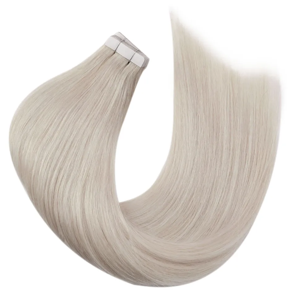 Moresoo Extensiones de Cabello con Cinta, Balayage, Cabello Humano Real Remy para Mujer, Invisibles y Sin Costuras, PU Skin Weft, Lacio 2