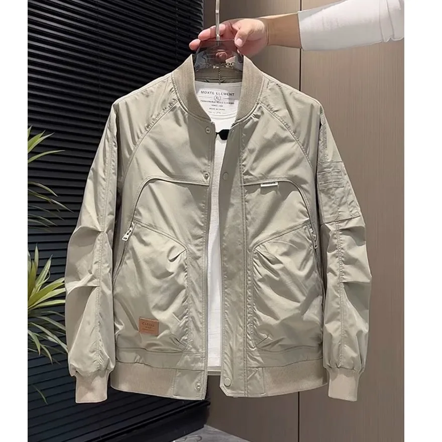 

Men's Baseball Jaet Spring Autumn Casual Workwear Faionable Versatile Outerwear Youthful Sle Stand Fit Long Sve Z...