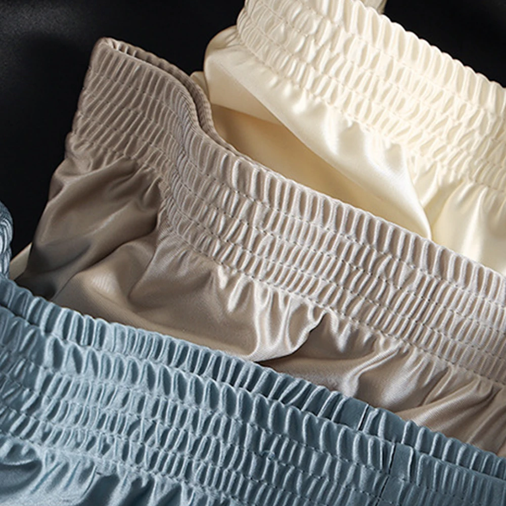 

L-3XL Size Men Cool Ice Silk Boxers Shorts Home Shorts Sleep Panties Loose Elastic Waist Underwear Trunks Male