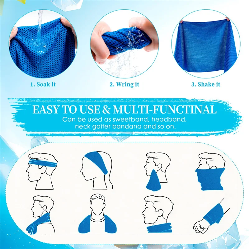 Soft Breathable Cooling Towels for Neck And Face - Reusable Cold Sweat Cloth for Yoga Golf Sports And Running