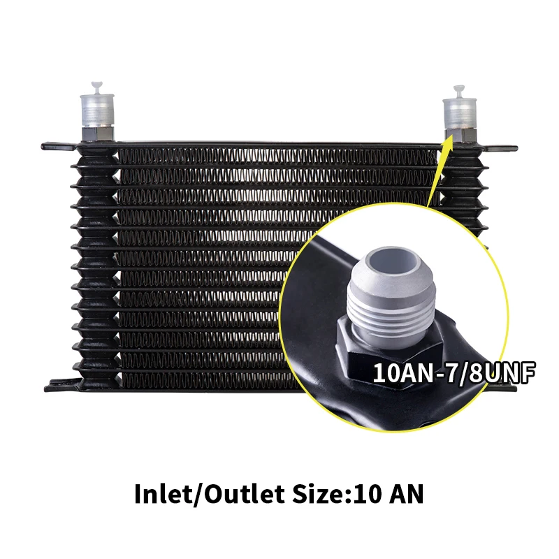 Universal 15 Rows Oil Cooler Kit AN10 Transmission Oil Cooler Kit Oil Filter Adapter with Nylon Stainless Steel Braided Hose