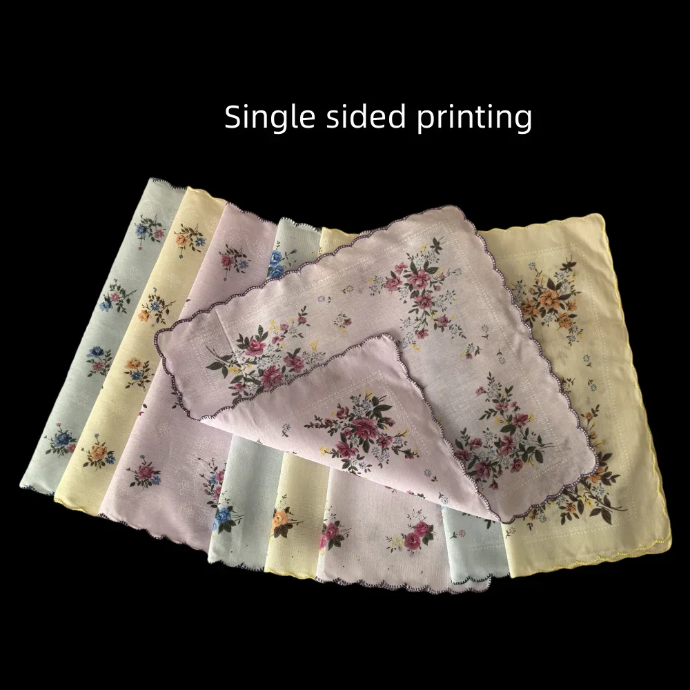 Women's printed all cotton small handkerchief thin 29.5cm, 11.6 inches, pack of 9 strips