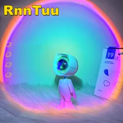 RnnTuu  Sunset Lamp LED Rainbow Neon Night Light Projector Photography Wall Atmosphere Lighting for Bedroom Home Room Decor Gift