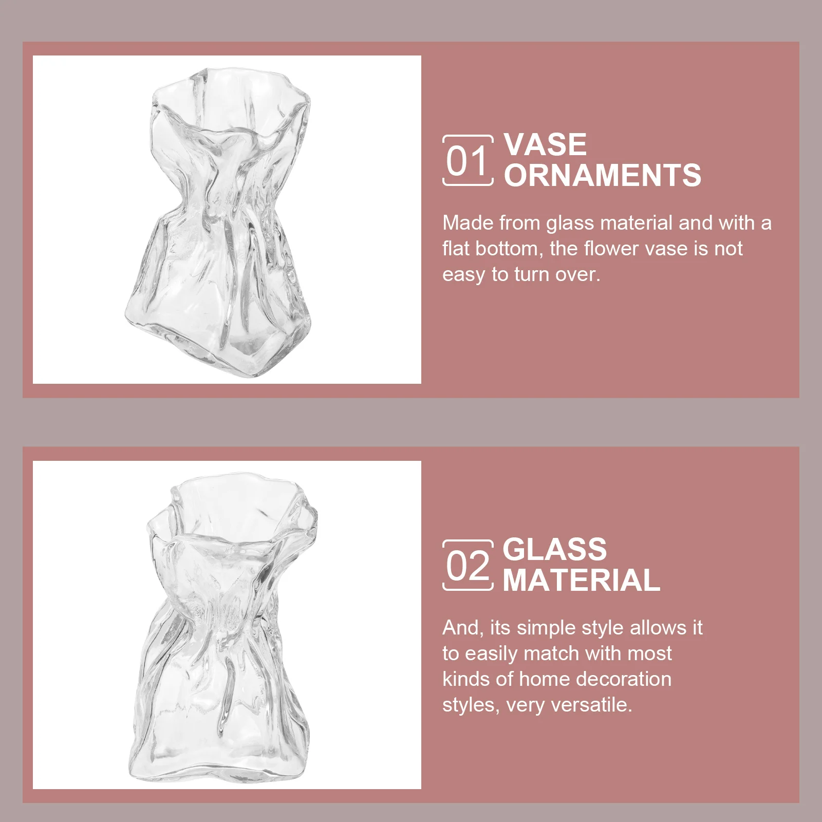 

Vase Modern Flower Abstract Single Stem for Decor Trendy Clear Transparent Irregular