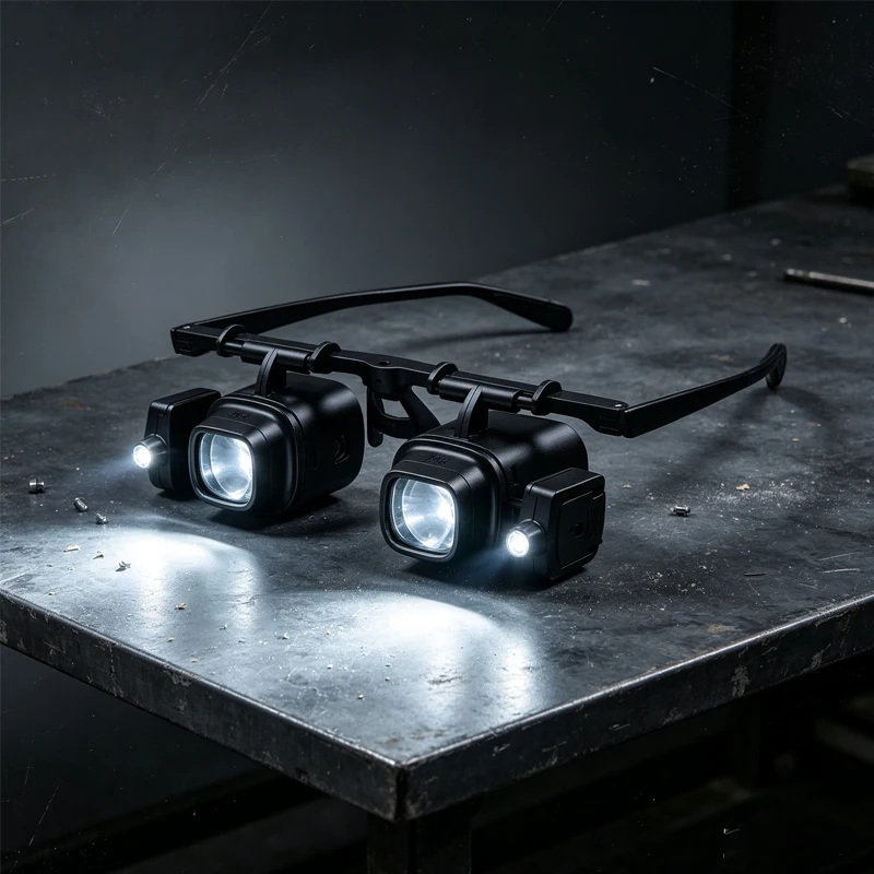 2X 6X 10X 24X Multi-Power Doppellupe Brillenlupe Uhrenreparaturlupe Juwelierlupe mit LED-Beleuchtung