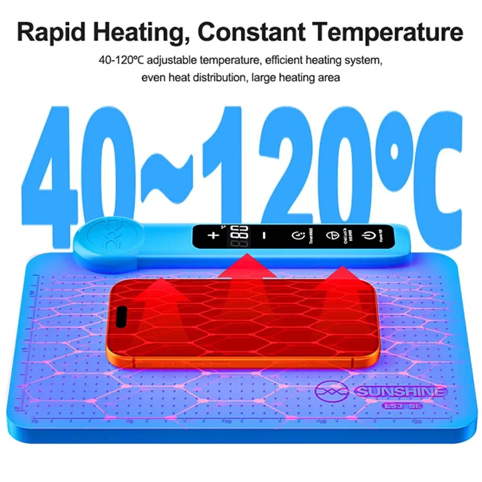 SUNSHINE LS3 SE 11 Inch LCD Screen Separator Heating Plate Adjustable 40120C Timer Memory Rubber Material Mobile Phone