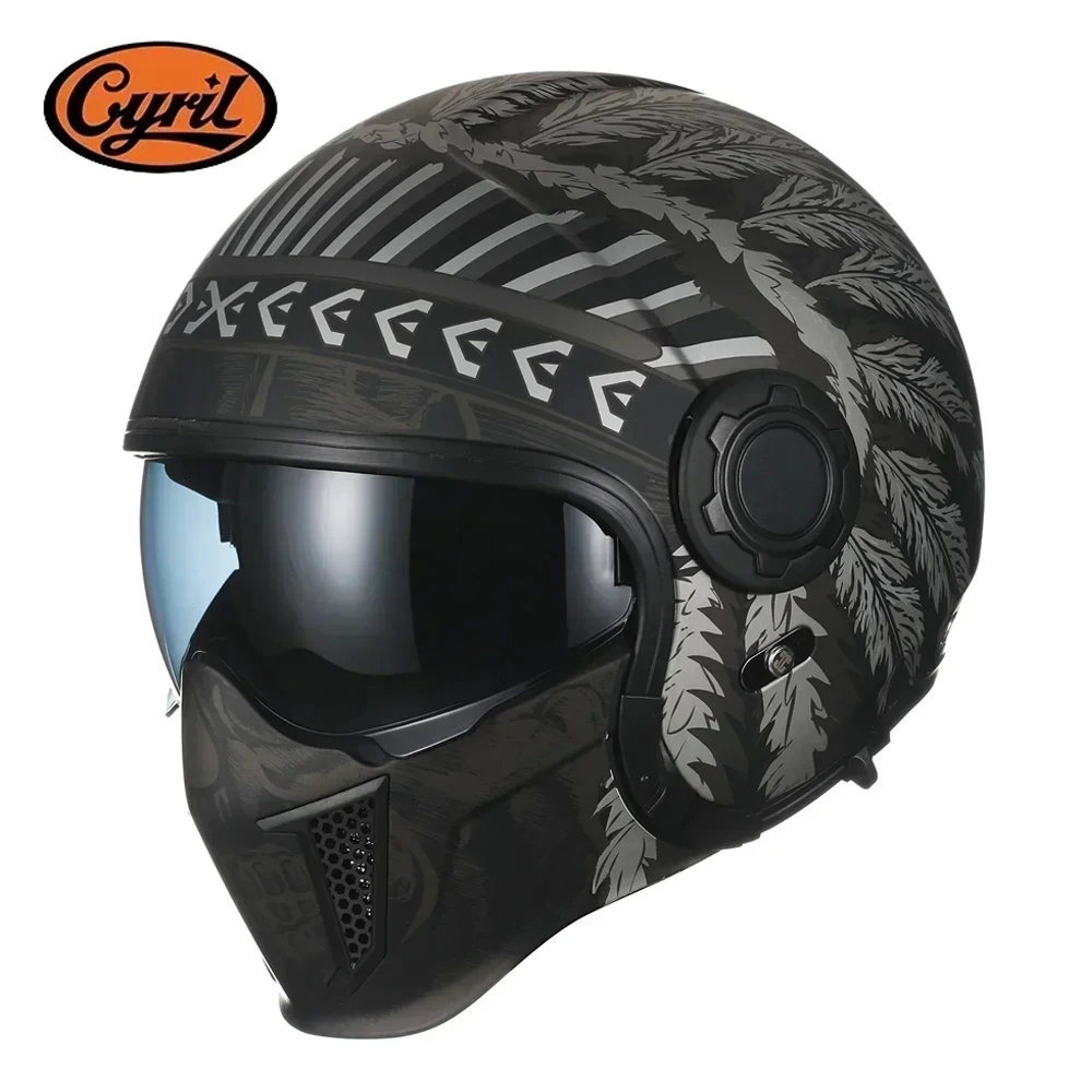 Modular Motorcycle Helmet with Dual Visors Retro Convertible Helmet With Removable Chin Guard For Man and Women