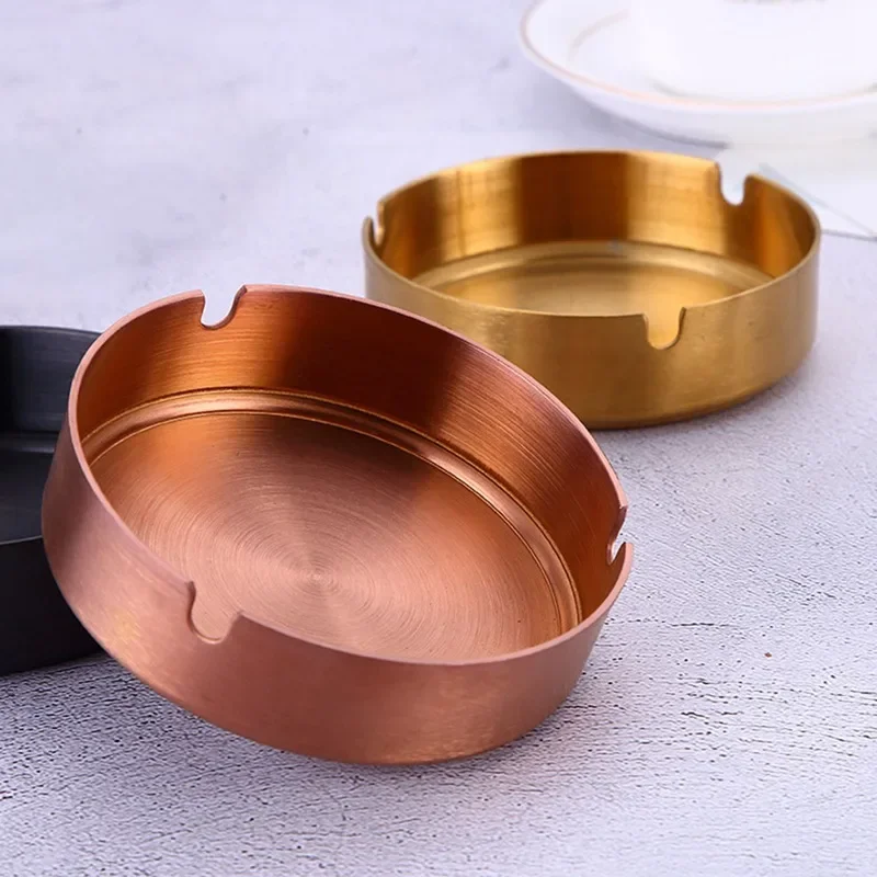 1pc Stainless Steel Gold-plated Ashtray Cigar Ashtray Ash Tray Cigarette Rest Holder