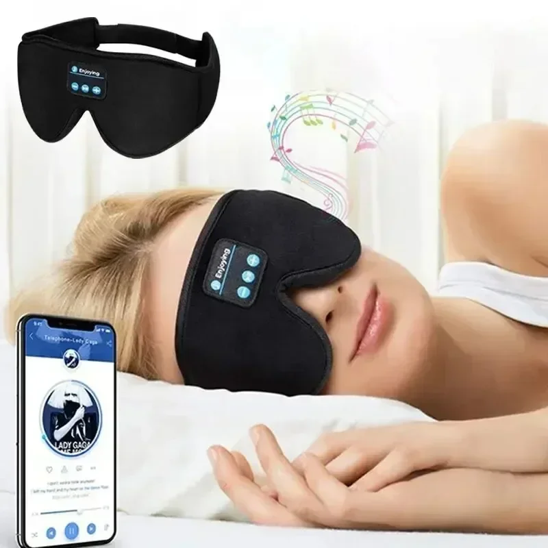Maschera per gli occhi 3D Riproduzione musicale Bluetooth Cuffie per dormire con altoparlante HD integrato Maschera per cuffie per dormire Wireless Air Travel 5.0