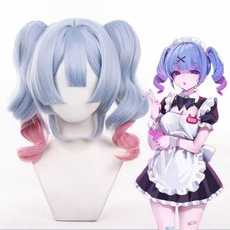

Hatsune Rabbit HolecosWig синий градиент розовый тигровый зажим для рта двойной хвост имитация кожи головы топ