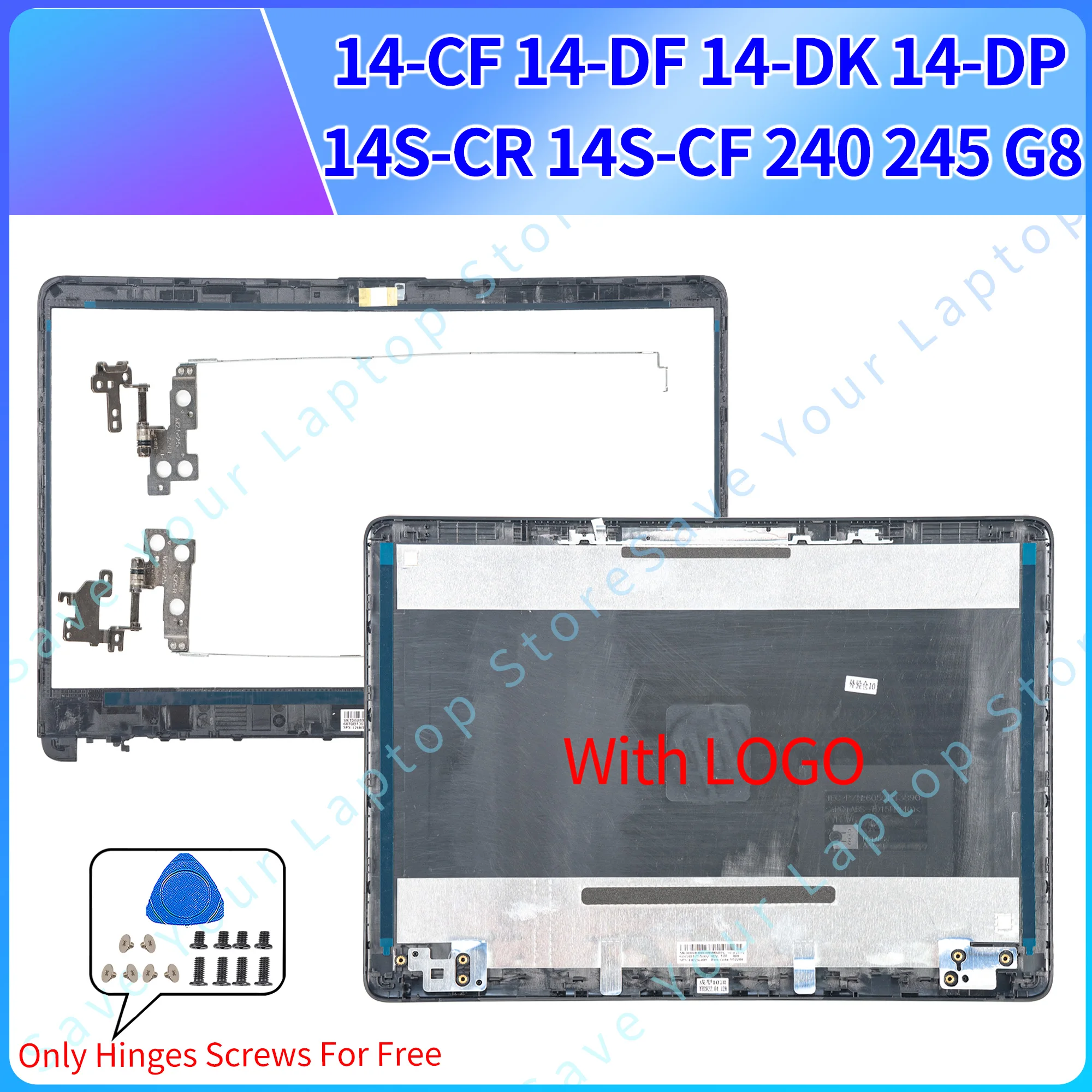 

New For 14-CF 14-DF 14-DK 14-DP 14S-CR 14S-CF 240 245 G8 LCD Back Cover Front Bezel Case Hinges Cover Gray