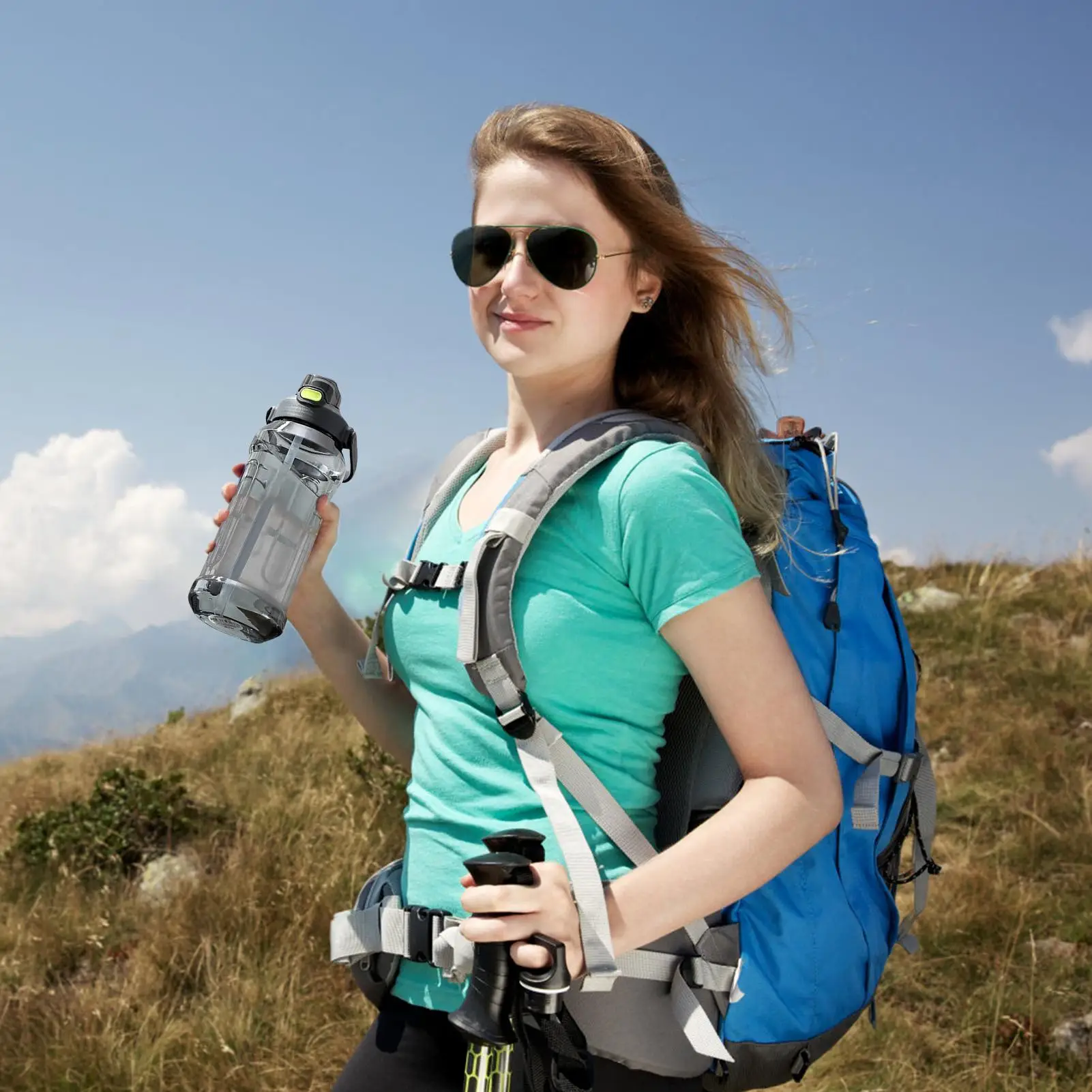 

Sport Bottles Reusable Leakproof Bottle Portable Leak-Proof 1.5L Drinking Accessory Cup For Cycling Work Hydration Traveling