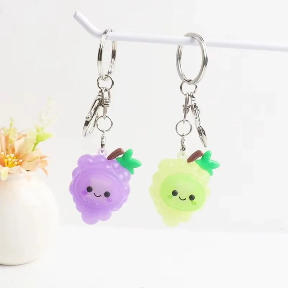 Fun Anti-Stress Simulated Fruit Keychain Hanging Ornament Silicone Fidget Keychain Button Key Cap Clicker Pendant Bag Charm