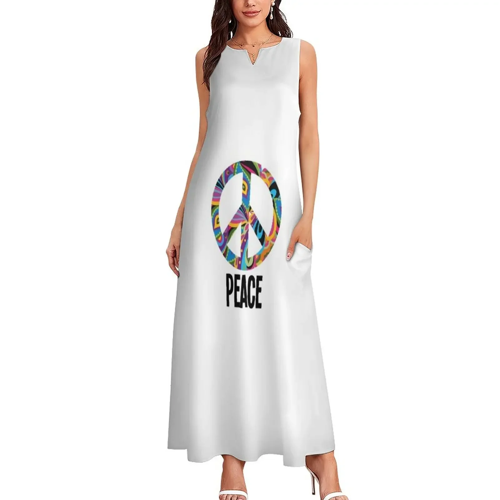 Peace sign design Long Dress Women