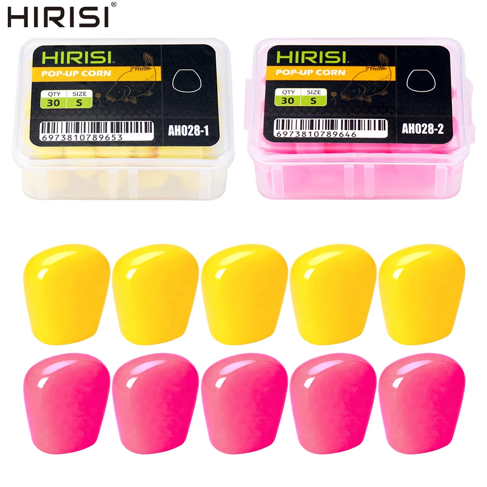 Hirisi 30Pcs Artificial Pop-Up Corn Bait Simulated Fake Corn Lures Soft Carp Fishing Bait Terminal Tackle Fishing Accessories