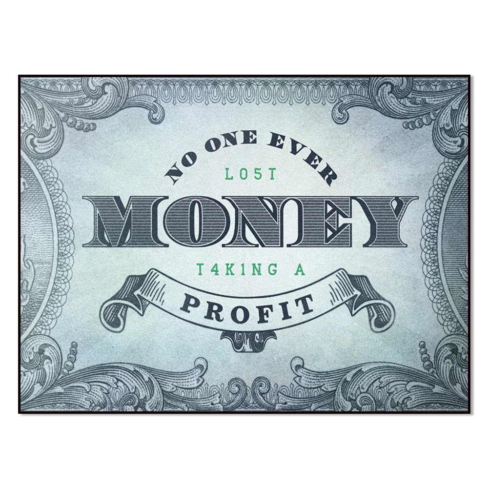 No one has ever lost money, investors, stock market, bitcoin crypto, day traders, canvas wall art office decoration Wall Street