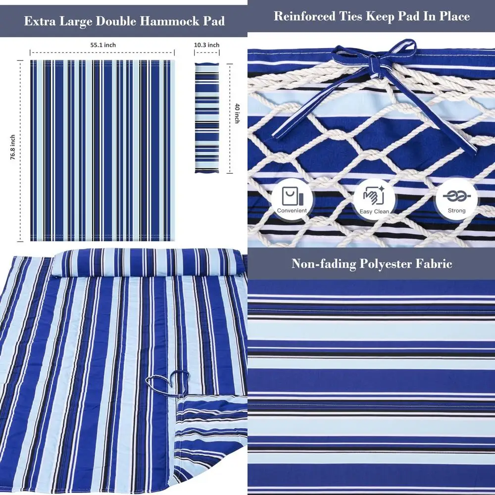 

Мягкий полиэстеровый гамак с подушкой, двухслойный комфорт, дизайн в синюю полоску