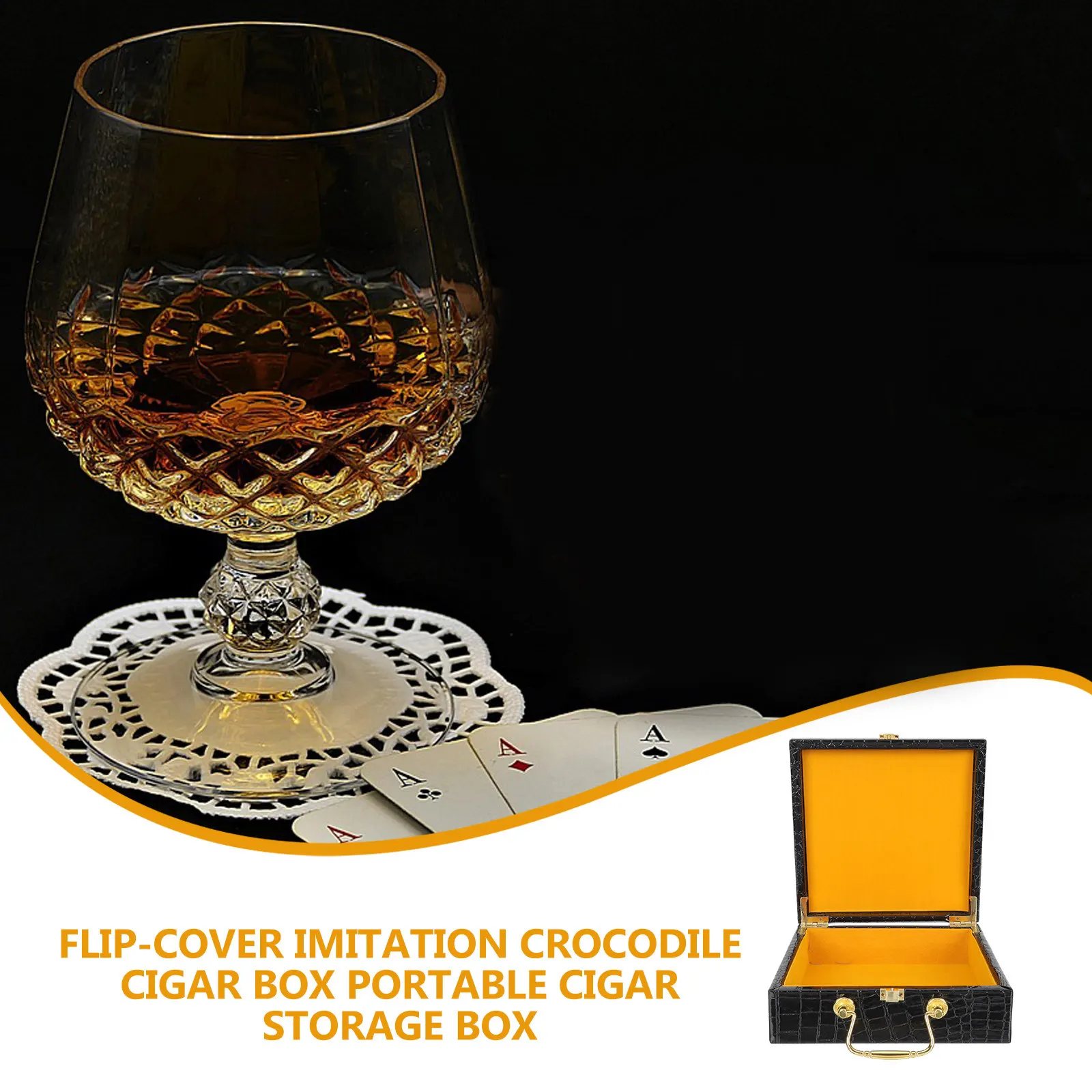 

Портативный деревянный хьюмидор с крокодиловым принтом, откидной крышкой, влагостойкий контейнер для сигар, подарок для дома