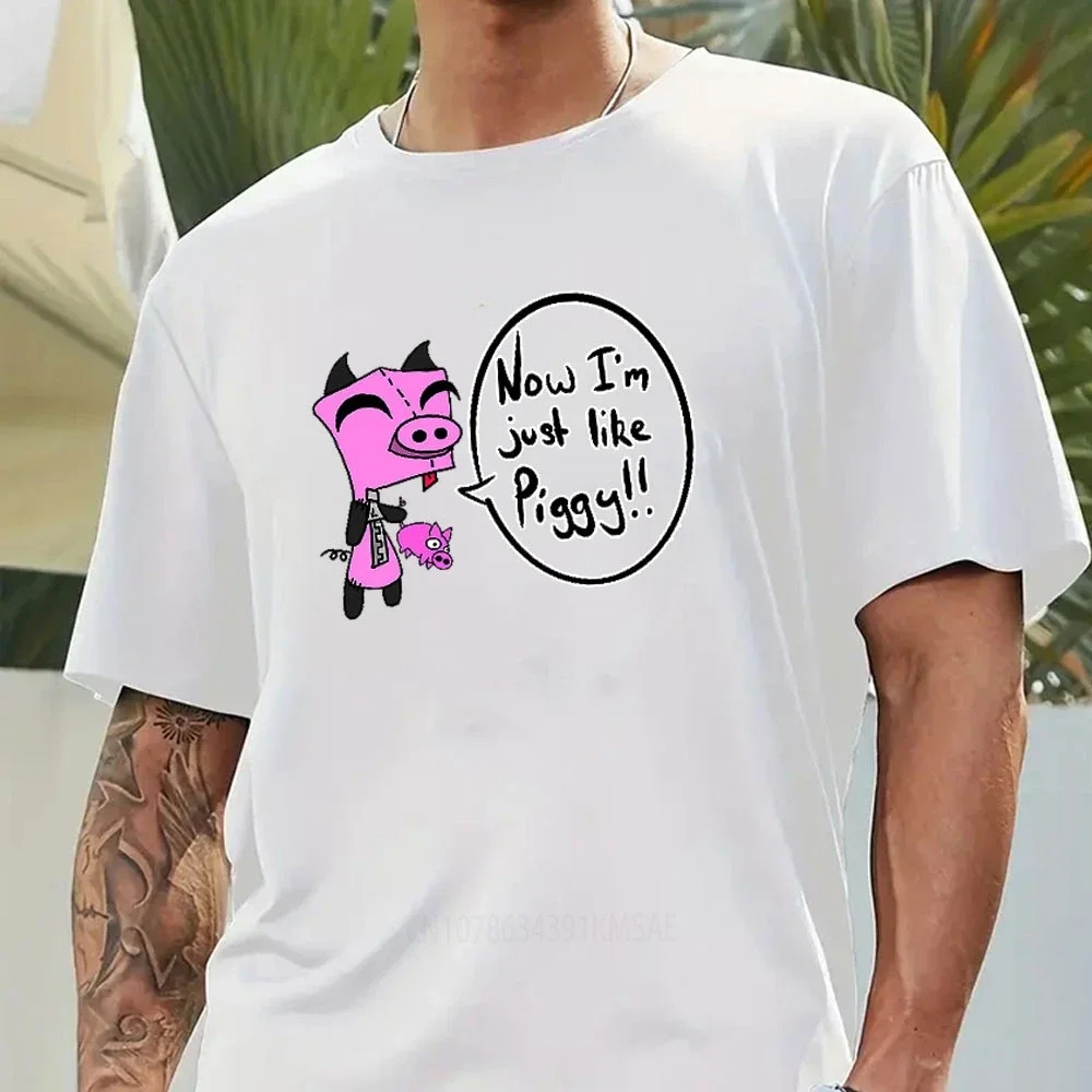 Now Im Just Like Piggy Invader Zim Unique Destroy T-Shirt Summer Woman Man Vintage Cartoon Anime Graphic Tshirts Hipster Tops