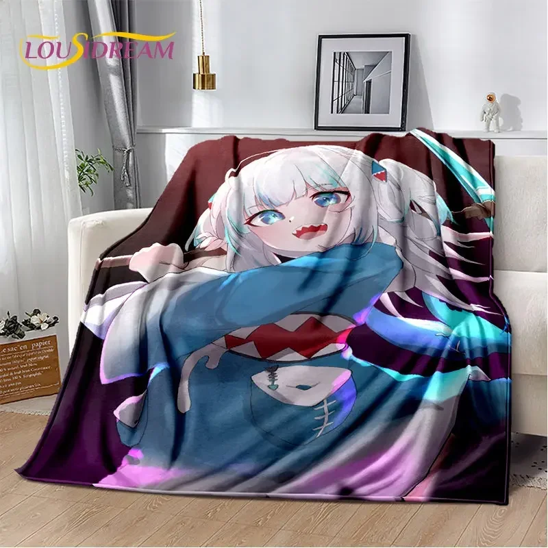 Gawr Gura Hololive Cute Anime Soft Plush Blanket,Flannel Blanket Throw Blanket for Living Room Bedroom Bed Sofa Picnic Cover Kid