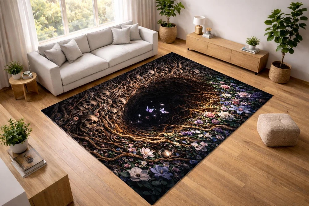 Alien Break Through Wall 3D Illusion carpet game room gaming setup media room lounge corner Non Slip Rug Gift