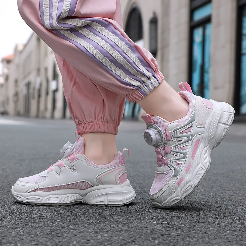 

3-18Y Kids Girls Sports Shoes Lightweight Leather Girls Sneakers Casual Fashion Children Anti-slip Walking Running Shoes H66-41