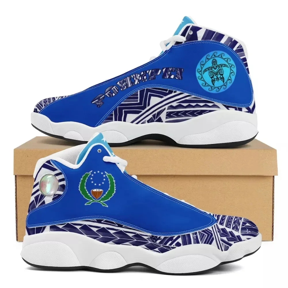 

Brand New Blue Polynesian Samoa Tribal Style Running Shoes Custom Ball Sports Team Logo Men's Basketball Sports Shoes