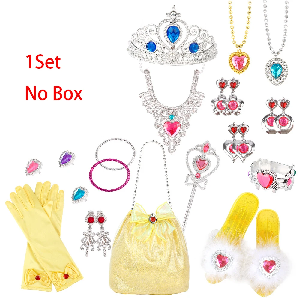 Mädchen Prinzessin Spielen Zuhause Schmuck Schöne Zauberstab Kristall Schuhe Krone Halskette Ring Tasche Set DIY Dress Up Spielzeug Geburtstag Geschenke