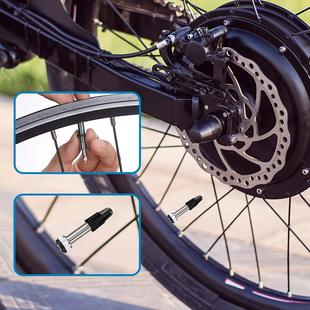 1Set Presta Tubeless Valve Stem 40mm, Alloy Presta Valve Stem Kit with Value Core Remover Tool and Valve Stem Caps for Bicycle