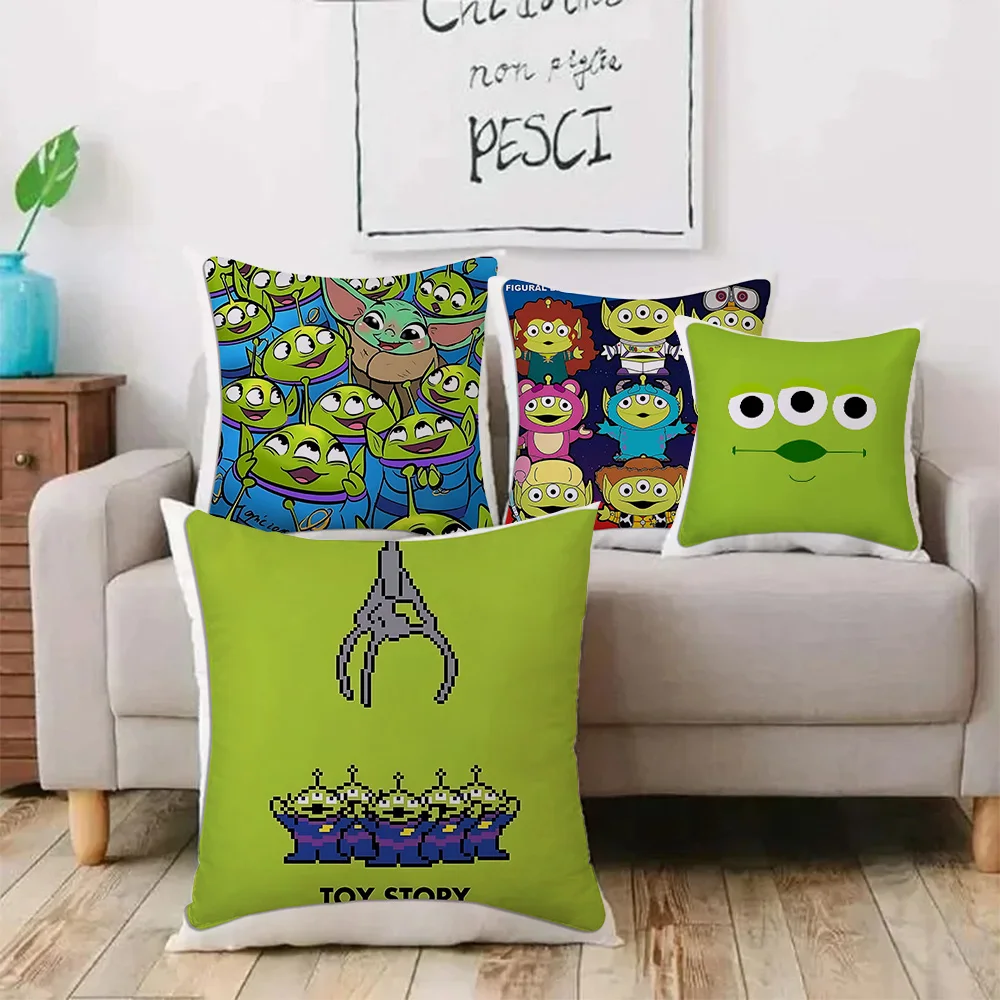 Toy S-Stories A-ALIENS Pillow Covers Cartoon Sofa Decorative Home Double-sided Printing Short Plush Cute Cushion Cover