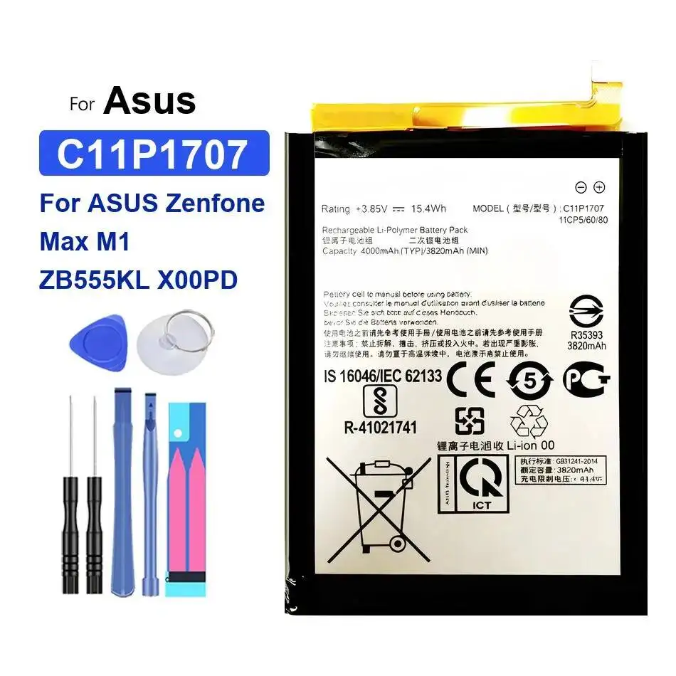 

Stable 4000Mah Environmentally Friendly Mobile Phone Battery C11P1707 For Asus Zenfone Max M1 ZB555KL X00PD